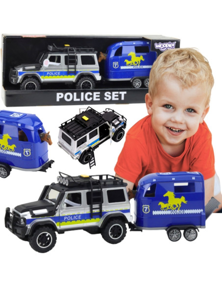 WOOPIE Zestaw Samochód Terenowy Policyjny z Przyczepą dla Konia