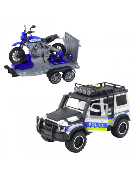 WOOPIE policijos visureigis su priekaba ir motociklu