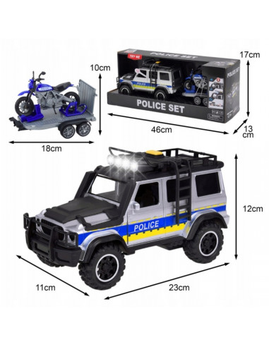WOOPIE policijos visureigis su priekaba ir motociklu