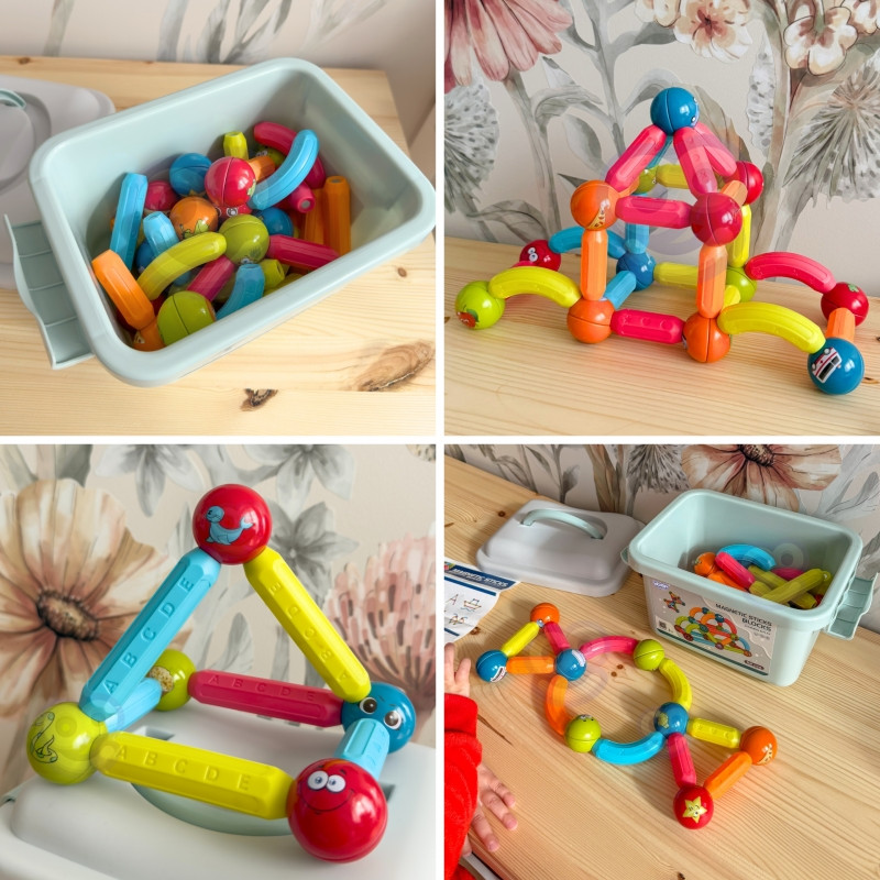 WOOPIE Magnetic Educational Construction Blocks 52 el.