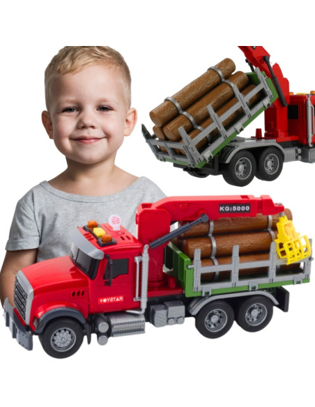 Грузовик WOOPIE с движущимся лесопильным краном, звуком и светом 1:14