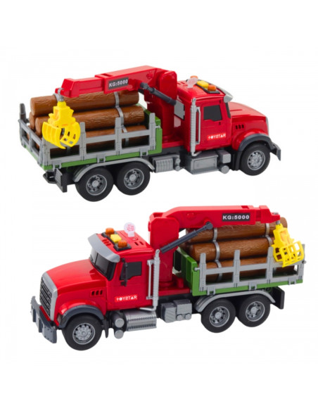 WOOPIE Ciężarówka z Ruchomym Dźwigiem do Drewna Dźwięk Światła 1:14