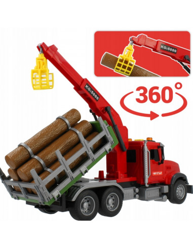 Грузовик WOOPIE с движущимся лесопильным краном, звуком и светом 1:14