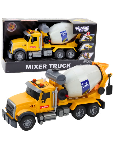 Бетоносмеситель WOOPIE с вращающимся барабаном, желтыми огнями и звуками