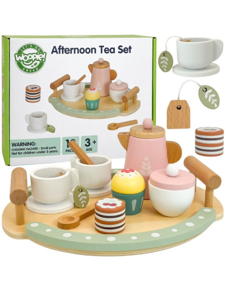 Деревянный набор для чая и кофе WOOPIE GREEN, 12 предметов, FSC