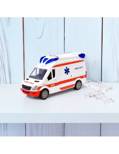 WOOPIE Pogotowie Karetka Ambulans Nosze w Zestawie + Sygnały Dźwiękowe I Świetlne