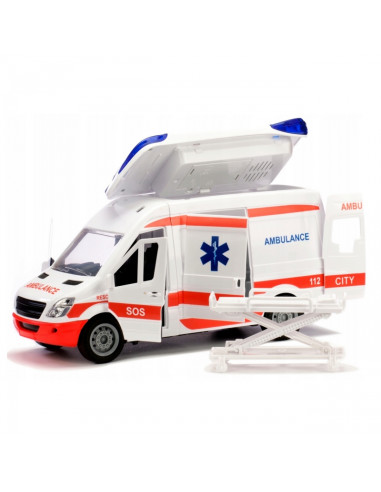 WOOPIE Pogotowie Karetka Ambulans Nosze w Zestawie + Sygnały Dźwiękowe I Świetlne