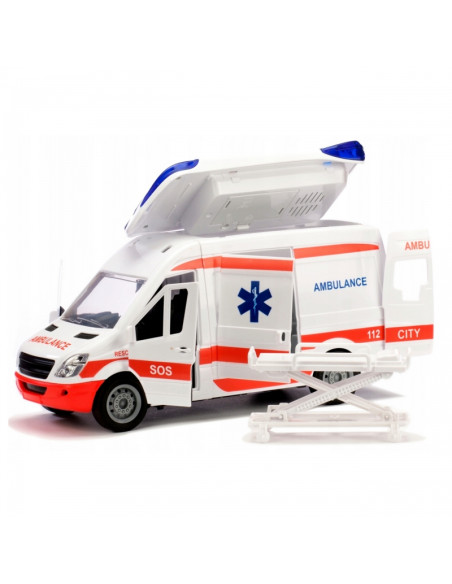 WOOPIE Pogotowie Karetka Ambulans Nosze w Zestawie + Sygnały Dźwiękowe I Świetlne