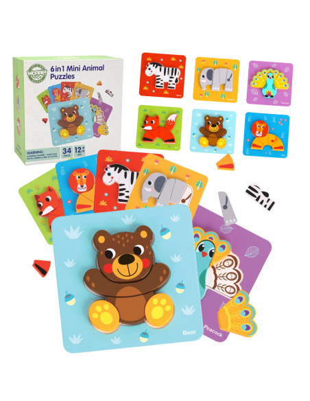 Деревянный пазл "Животные" WOOPIE GREEN Монтессори FSC