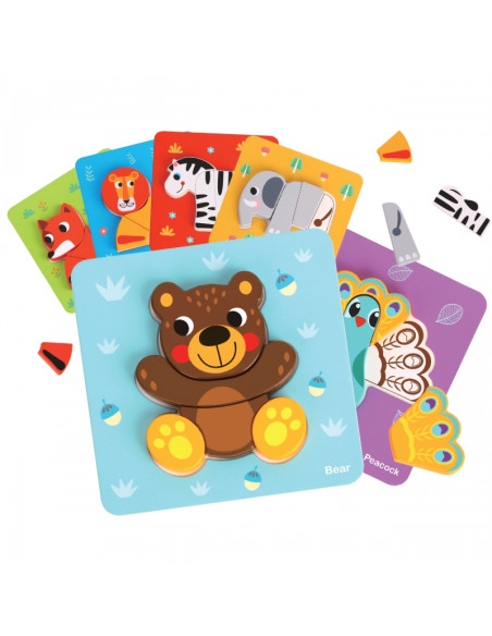 Деревянный пазл "Животные" WOOPIE GREEN Монтессори FSC