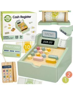 WOOPIE GREEN Drewniana Kasa Sklepowa Edukacyjna z Akcesoriami 23 el. FSC
