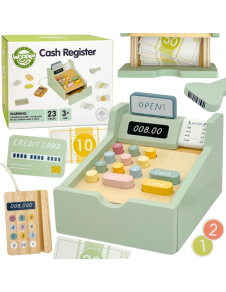 WOOPIE GREEN medinis edukacinis kasos aparatas su priedais