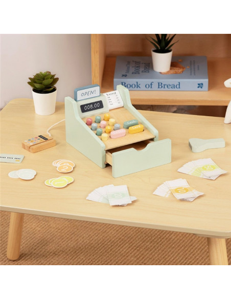 Деревянный образовательный кассовый аппарат WOOPIE GREEN с аксессуарами, 23 шт. FSC