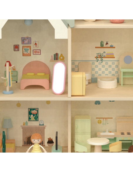 CLASSIC WORLD Wielki Drewniany Domek dla Lalek z mebelkami