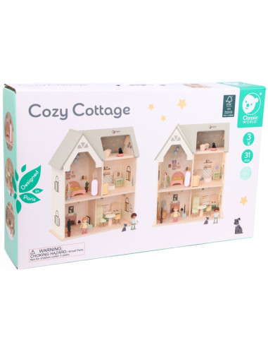 CLASSIC WORLD didelis medinis lėlių namelis su baldais