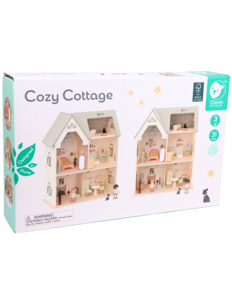 Большой деревянный кукольный домик CLASSIC WORLD с мебелью