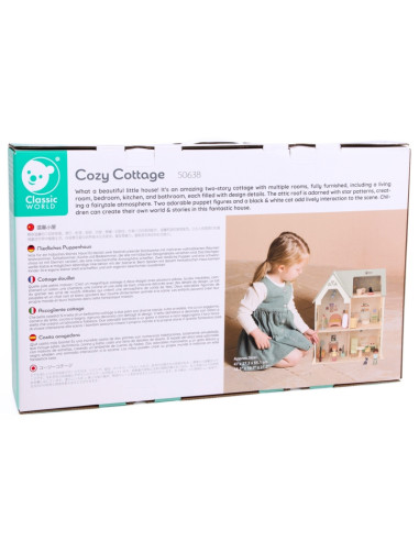 Большой деревянный кукольный домик CLASSIC WORLD с мебелью