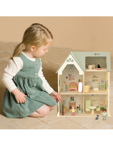 CLASSIC WORLD didelis medinis lėlių namelis su baldais