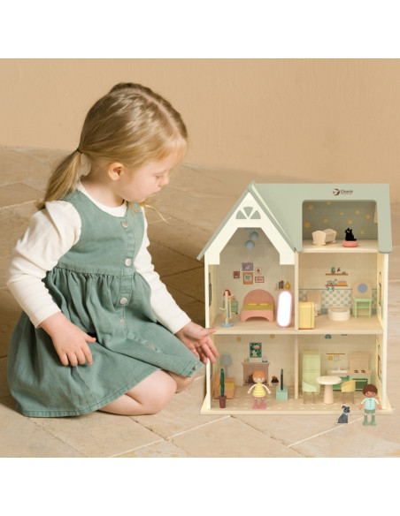 CLASSIC WORLD didelis medinis lėlių namelis su baldais