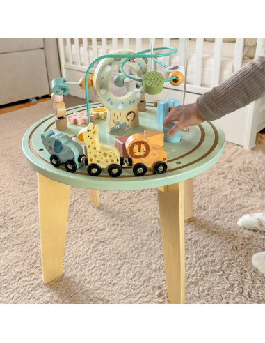 TOOKY TOY Wooden Montessori Activity Table Motor Loop