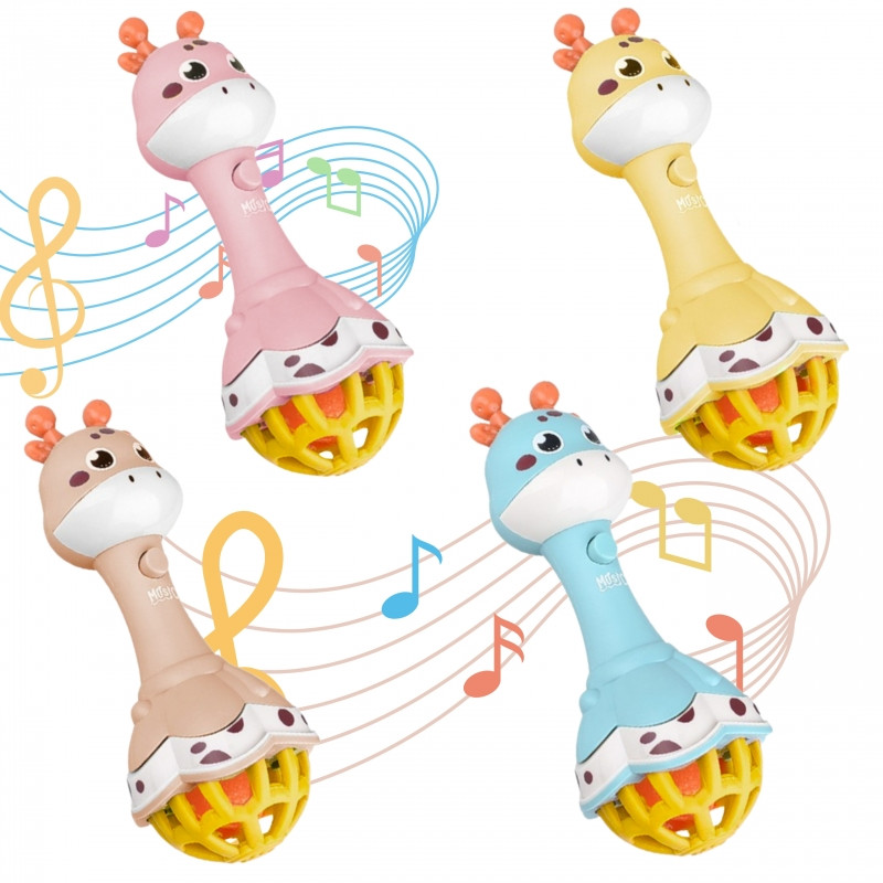 WOOPIE BABY Sensory Giraffe Rattle with Montessori Music 1 piece.