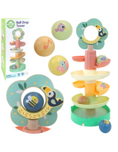 WOOPIE GREEN Drewniany Kulodrom Tor Kulkowy Sensoryczny Edukacyjny 6 el.