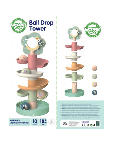 WOOPIE GREEN Wooden Ball Track Sensory Educational 6 pcs.