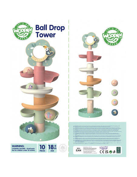 WOOPIE GREEN Деревянный шариковый трек сенсорный обучающий 6 шт.