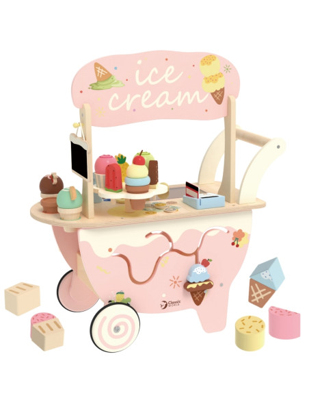 CLASSIC WORLD Drewniana Lodziarnia 3w1 Wózek 40 el.