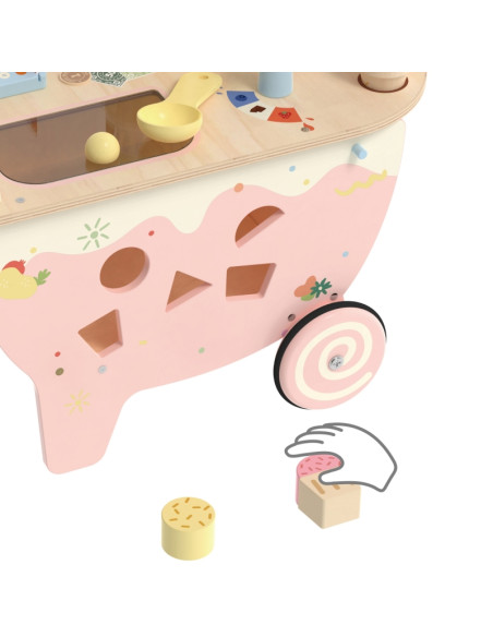 CLASSIC WORLD Деревянная тележка для мороженого 3 в 1 на 40 предметов.