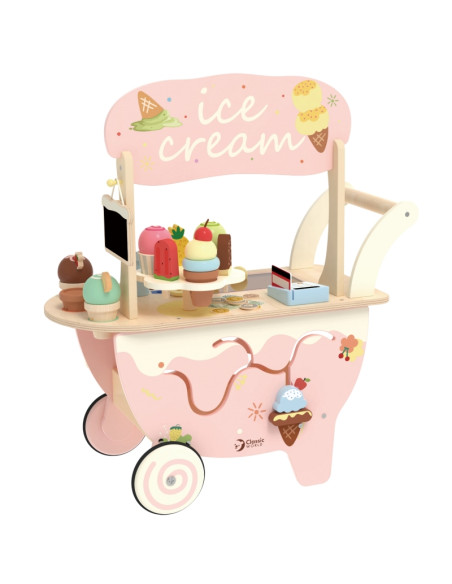 CLASSIC WORLD Drewniana Lodziarnia 3w1 Wózek 40 el.