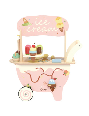 CLASSIC WORLD Drewniana Lodziarnia 3w1 Wózek 40 el.