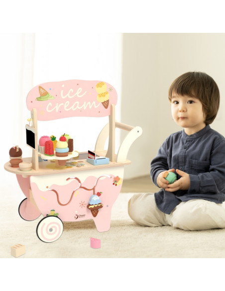 CLASSIC WORLD Деревянная тележка для мороженого 3 в 1 на 40 предметов.