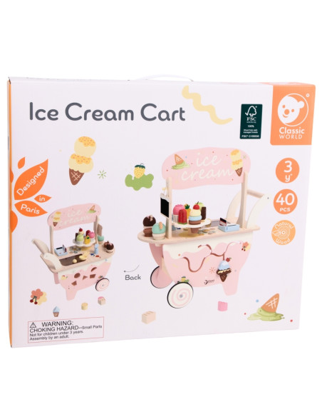 CLASSIC WORLD Drewniana Lodziarnia 3w1 Wózek 40 el.