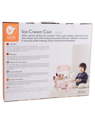 CLASSIC WORLD Деревянная тележка для мороженого 3 в 1 на 40 предметов.