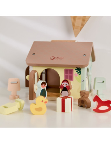 CLASSIC WORLD Wooden Sensory Educational House with Locks and Keys 11 pcs.