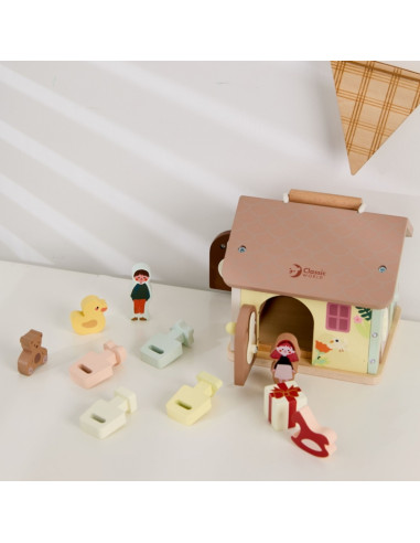 CLASSIC WORLD Wooden Sensory Educational House with Locks and Keys 11 pcs.