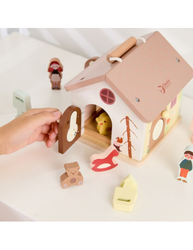 CLASSIC WORLD Wooden Sensory Educational House with Locks and Keys 11 pcs.