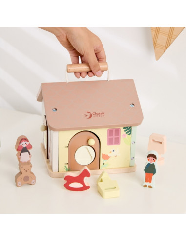 CLASSIC WORLD Wooden Sensory Educational House with Locks and Keys 11 pcs.