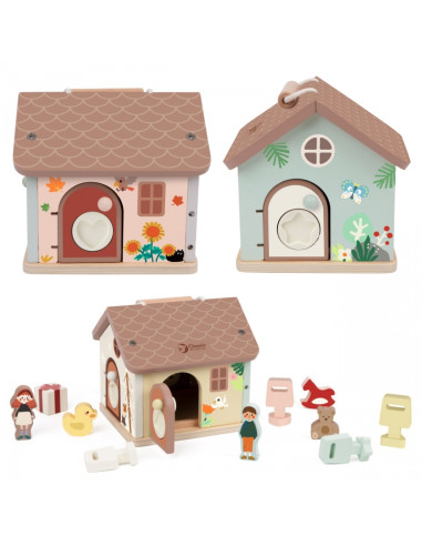 CLASSIC WORLD Деревянный сенсорный развивающий домик с замками и ключами 11 шт.