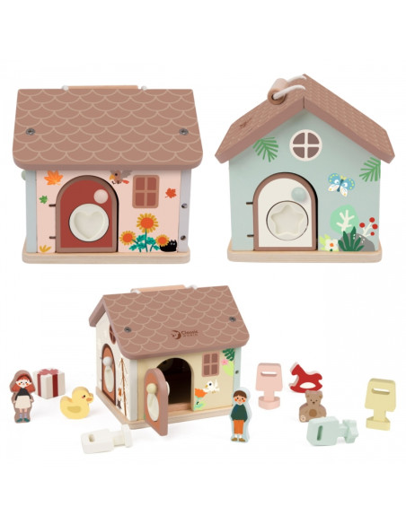 CLASSIC WORLD EDU Medinis sensorinis edukacinis namelis su spynomis ir raktais