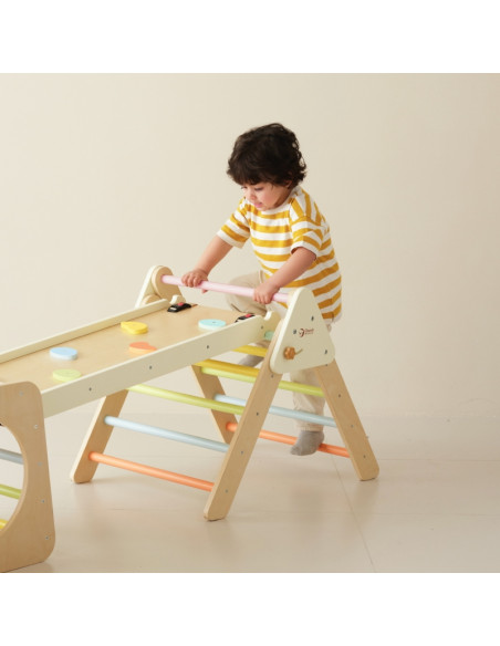 CLASSIC WORLD Drewniany Zestaw Wspinaczkowy Trójkąt Montessori 5w1 - Plac Zabaw Siłownia Indoor dla Dzieci