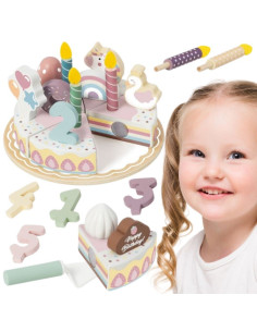 TOOKY TOY Деревянный праздничный торт, разрезаемый на липучке