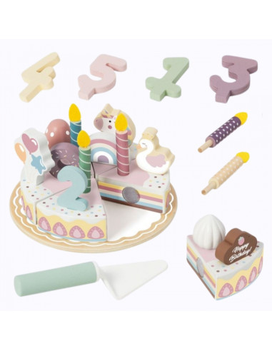 TOOKY TOY Деревянный праздничный торт, разрезаемый на липучке