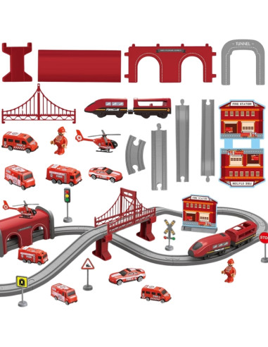 WOOPIE Pendolino Electric Train Set Fire Department 66pcs.