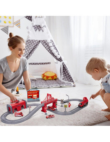 WOOPIE Pendolino Electric Train Set Fire Department 66pcs.