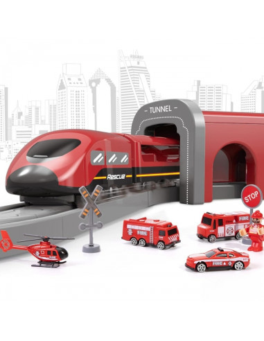 WOOPIE Pendolino Electric Train Set Fire Department 66pcs.