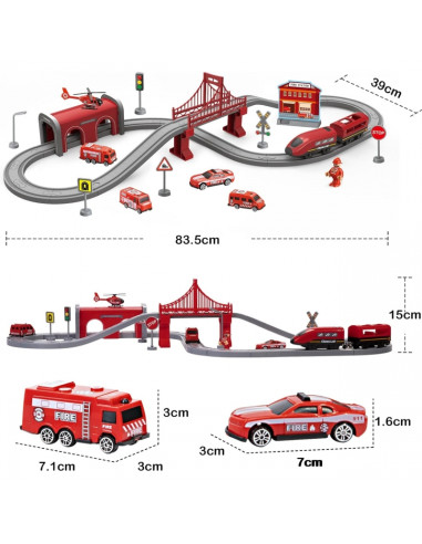 WOOPIE Набор электропоездов Локомотив Пожарная часть 66 предметов.