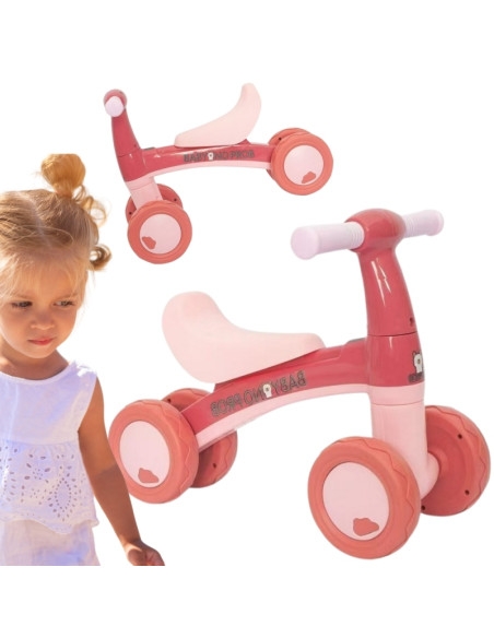WOOPIE rožinis keturratis balansinis dviratis