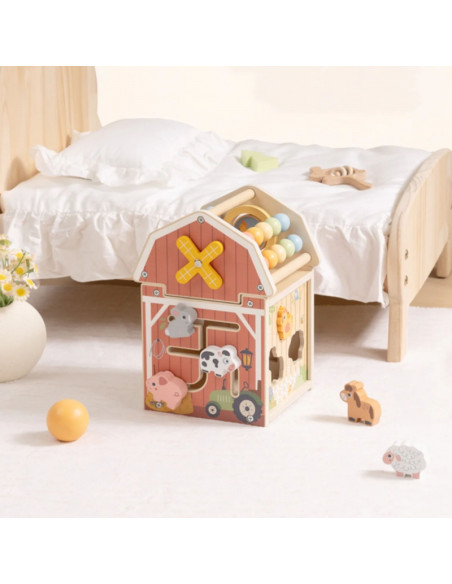 TOOKY TOY Drewniana Stodoła Aktywności Sorter Liczydło Montessori